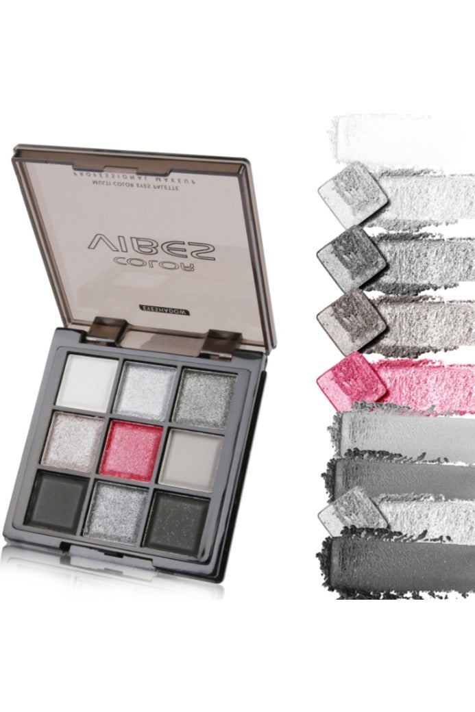 Viber Dark Grey Shimmer Eyeshadow, Shimmer Silver Gray Palette, Blendable 9-Color Set, High Pigmentation, Long-Lasting Wear, Perfect for Creating Looks for Midnight Masquerades - Image 4