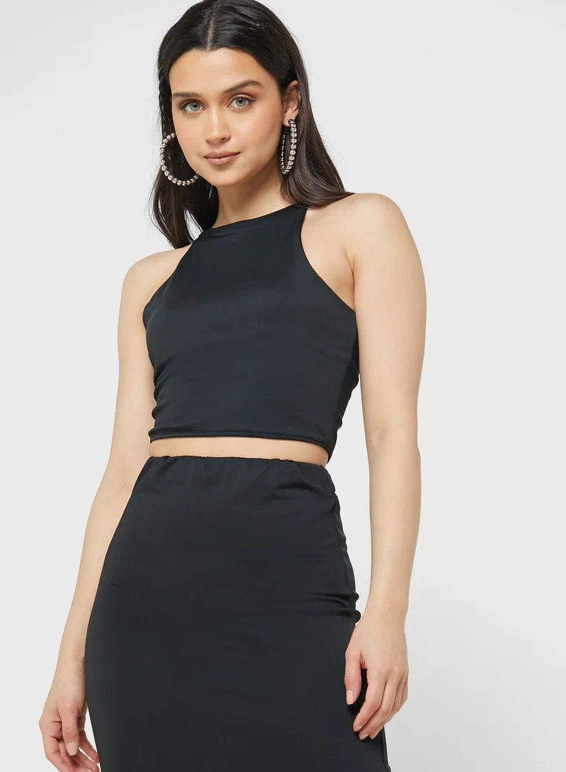 Ginger Solid Skirt Set With Ruching