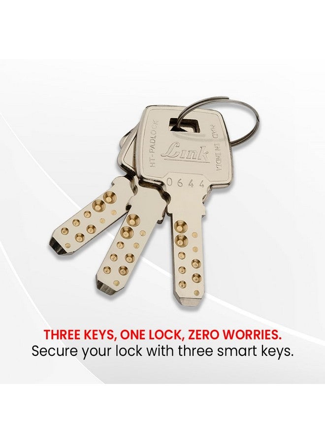 Link® Hi-Tech 70mm Padlock | Stainless Steel Body | Hardened Shackle | 1 Padlock | 3 Silver Keys with Hi-Tech Nickle & Keychain | Made in India - Image 3