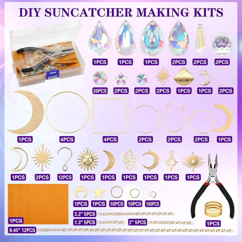 Worgree Sun Catcher Kits for Adults, 228pcs DIY Suncatcher Making Supplies Arts and Crafts for Girls Women Hanging Ornaments for Indoor Windows Prism with Crystal Balls Gift for Birthday Mother's Day - Image 4