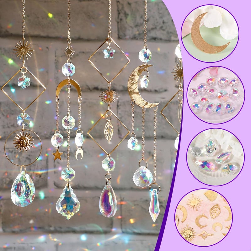 Worgree Sun Catcher Kits for Adults, 228pcs DIY Suncatcher Making Supplies Arts and Crafts for Girls Women Hanging Ornaments for Indoor Windows Prism with Crystal Balls Gift for Birthday Mother's Day - Image 2