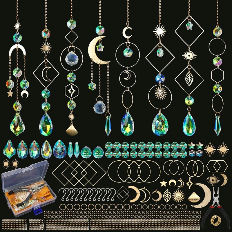 Worgree Sun Catcher Kits for Adults, 228pcs DIY Suncatcher Making Supplies Arts and Crafts for Girls Women Hanging Ornaments for Indoor Windows Prism with Crystal Balls Gift for Birthday Mother's Day - Image 1