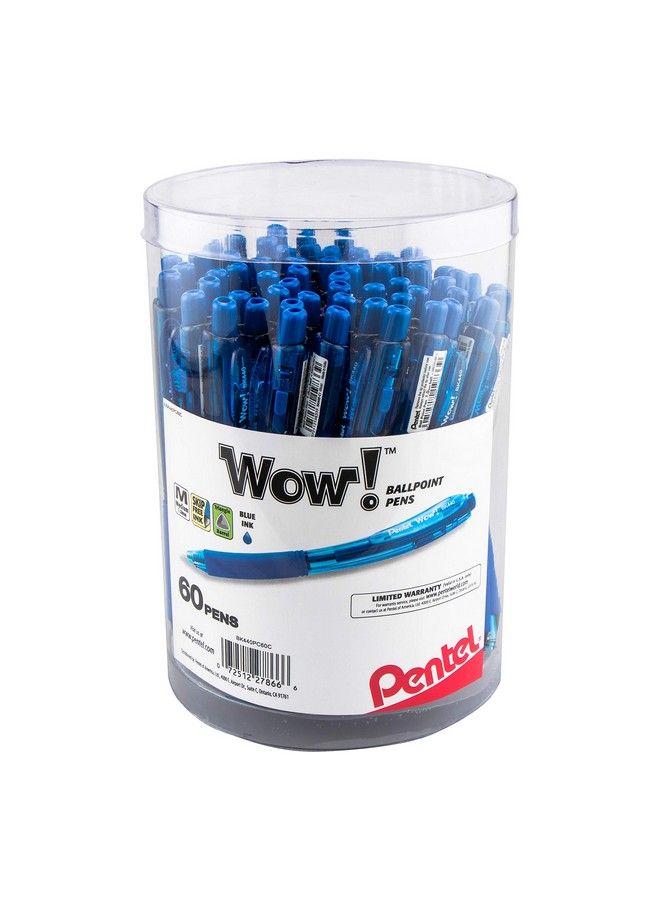 Pentel Wow! Ballpoint Pen (1.0Mm) Med. Line Blue Ink 60Pk Canister (Bk440Pc60C) - Image 3