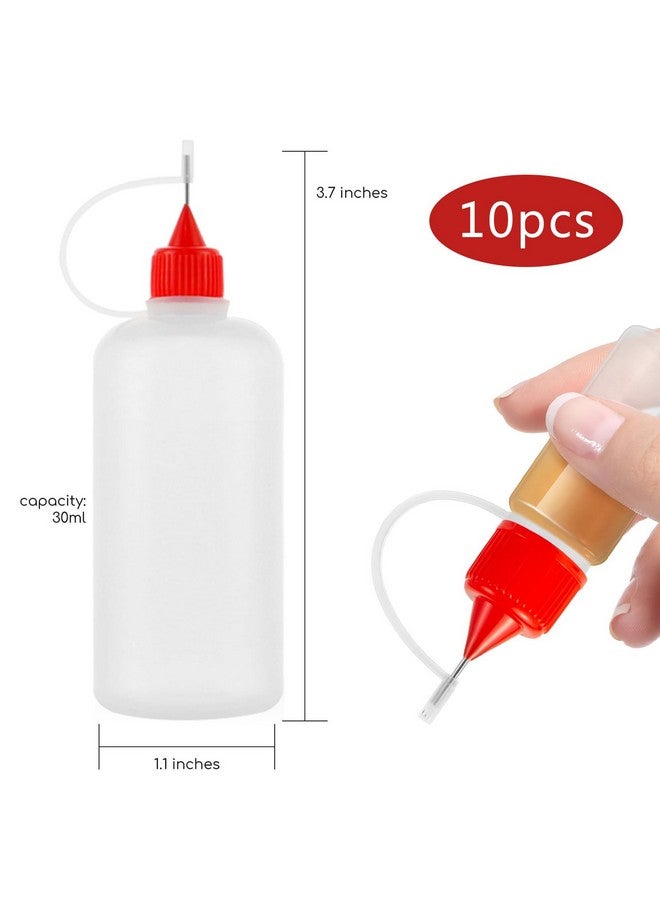 TecoKart 10Pcs Needle Tip Precision Applicator Bottle，15ML Squeeze Bottles for Liquids Needle Tip Squeeze Glue Bottles for DIY Paper Quilling Craft（Red Lids) - Image 3