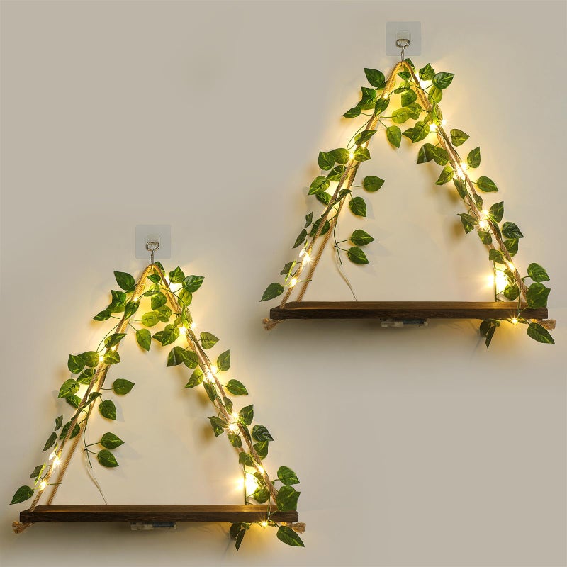 Forest Angle Shelf for Wall,Floating Shelves,Floating Shelves for Wall No Drilling,Adhesive Shelves,Command Strip Shelf,Room Decor Aesthetic,Plant Shelf Wall,Whimsical Decor,2-Piece Set(Green Leaf) - Image 1