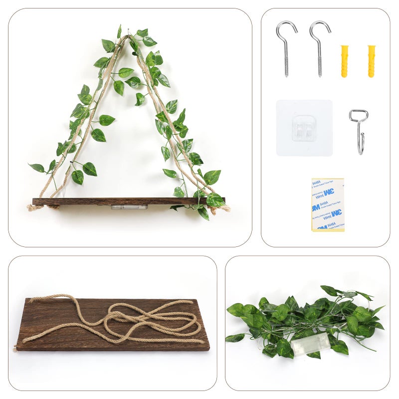 Forest Angle Shelf for Wall,Floating Shelves,Floating Shelves for Wall No Drilling,Adhesive Shelves,Command Strip Shelf,Room Decor Aesthetic,Plant Shelf Wall,Whimsical Decor,2-Piece Set(Green Leaf) - Image 5