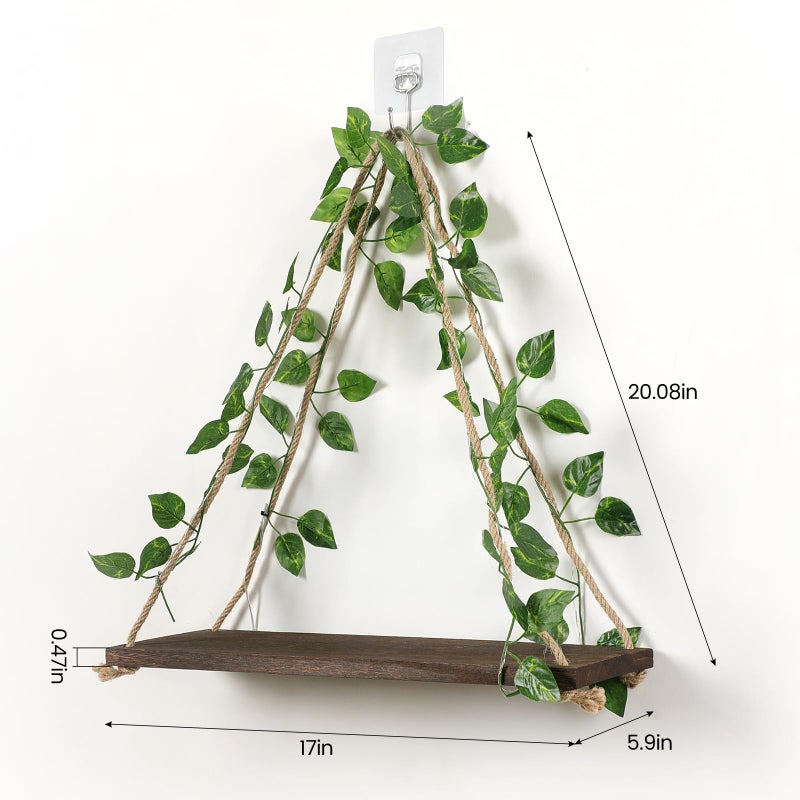 Forest Angle Shelf for Wall,Floating Shelves,Floating Shelves for Wall No Drilling,Adhesive Shelves,Command Strip Shelf,Room Decor Aesthetic,Plant Shelf Wall,Whimsical Decor,2-Piece Set(Green Leaf) - Image 3