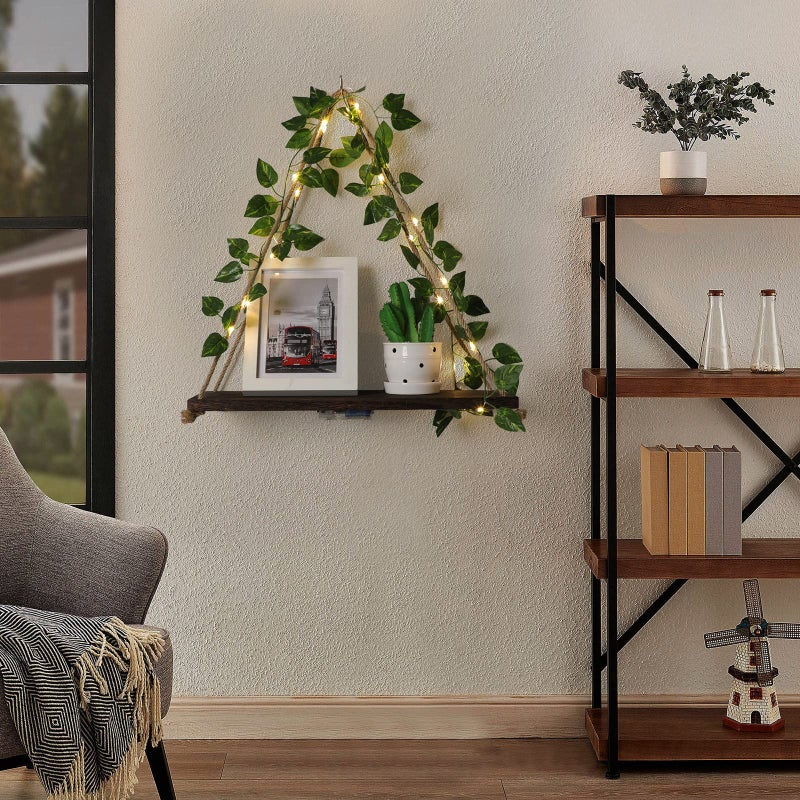 Forest Angle Shelf for Wall,Floating Shelves,Floating Shelves for Wall No Drilling,Adhesive Shelves,Command Strip Shelf,Room Decor Aesthetic,Plant Shelf Wall,Whimsical Decor,2-Piece Set(Green Leaf) - Image 4