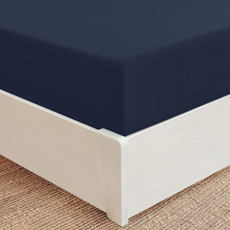 Mellanni Twin XL Fitted Sheet Iconic Collection Bedding Sheets with up to 16 inch Deep Pocket Soft Cooling Fade Stain Resistant 1 PC Twin XL Navy Blue