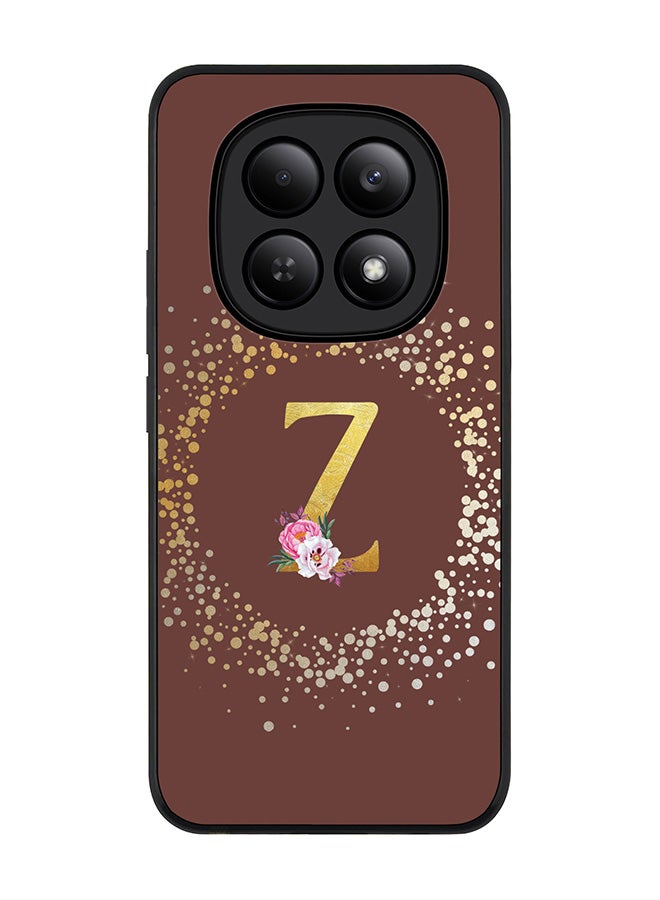 For Xiaomi Redmi Note 15 4G Case,Slim fit Camera Protection, Shockproof Thin Phone cover  - Custom Monogram Floral - Z  (Brown )