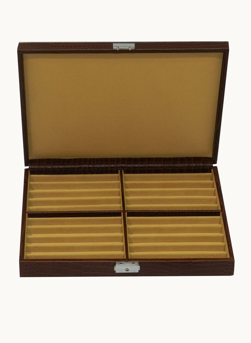 LAVERI LEATHER Laveri 20 Piece Genuine Leather Pen  Case Storage and Fountain Pen , Chain, Braslets Organizer Box with Key Lock - Image 1