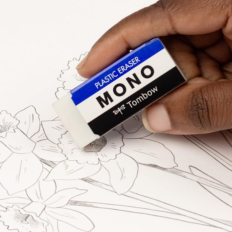 تومباو ممحاة Tombow 57324 MONO، بيضاء، متوسطة الحجم، عبوة تحتوي على 3 قطع. تزيل البقع بشكل نظيف دون تلف الورق. - Image 3
