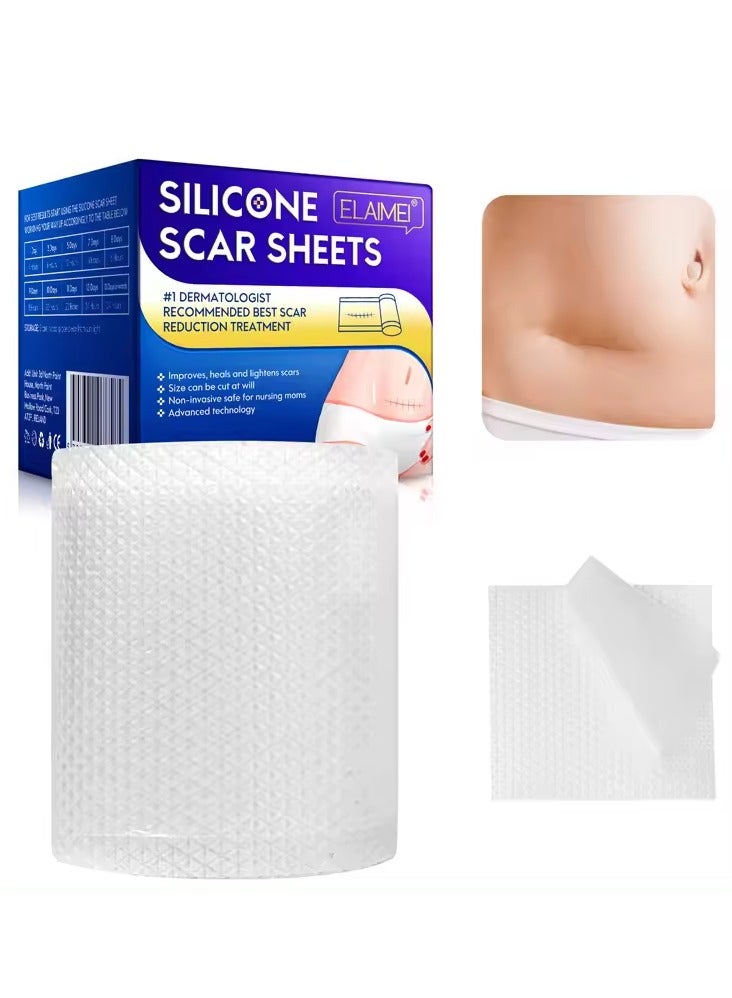 Professional Silicone Scar Sheet for Plastic Surgery, Transparent Acne Scar Roller, Silicon Scar Removal Sheet for C-Section, Surgery, Burn 4cm x 3m