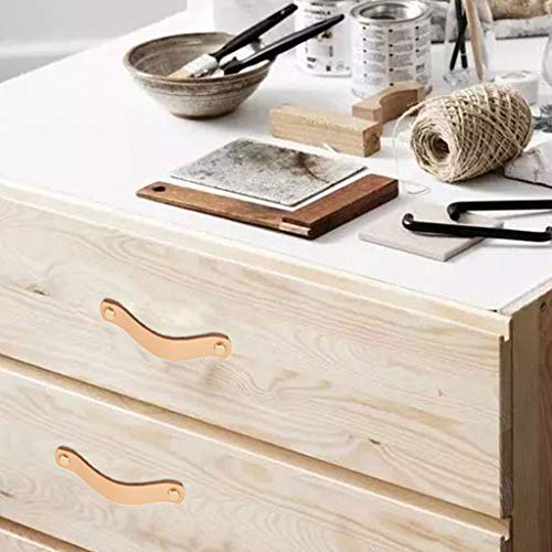 ESreake yusheng 8 Pack Soft Genuine Leather Drawer Pulls Handle,Wardrobe Cabinets Kitchen Closet Knobs Door Pulls Handles knobs with Screws,Home Decoration, Handmade (5.6" / 141mm, Flesh-Colored) - Image 4