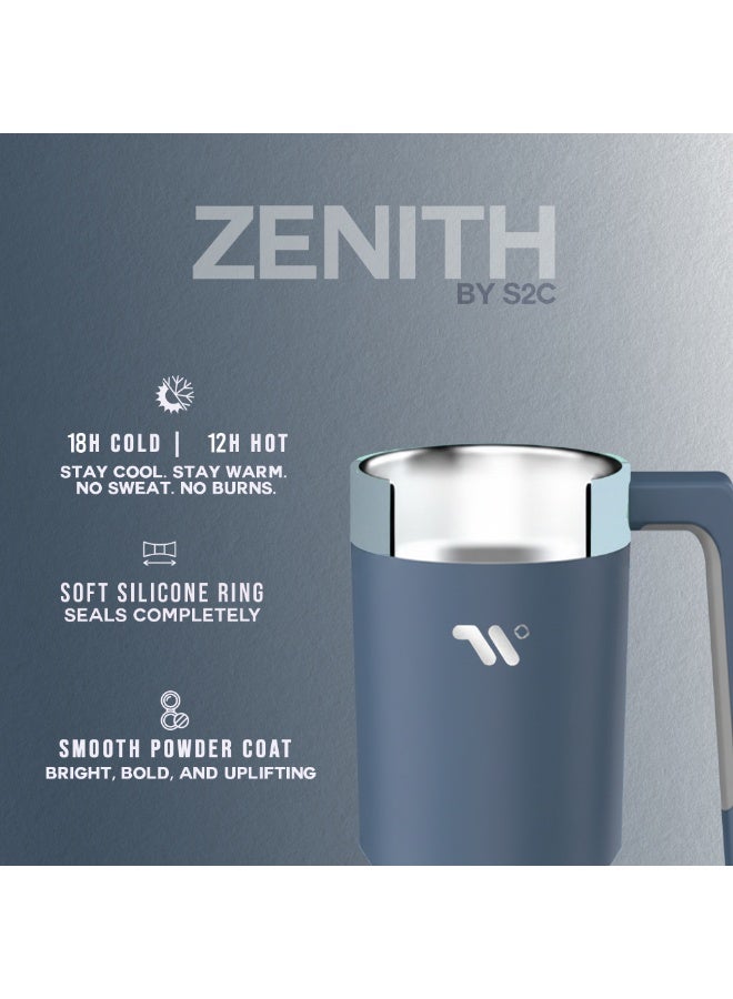 S2C Zenith 2.0 40oz Stainless Steel Tumbler Cup - Insulated for Hot & Cold Drinks, Leak-Proof with Straw & Handle, Ideal for Travel & Office - Image 2