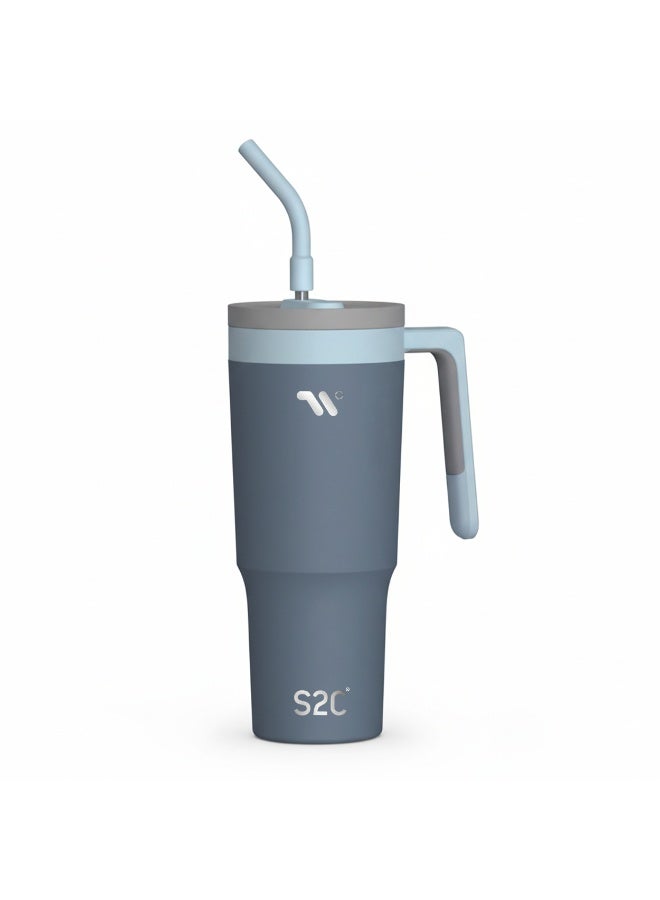 S2C Zenith 2.0 40oz Stainless Steel Tumbler Cup - Insulated for Hot & Cold Drinks, Leak-Proof with Straw & Handle, Ideal for Travel & Office - Image 1