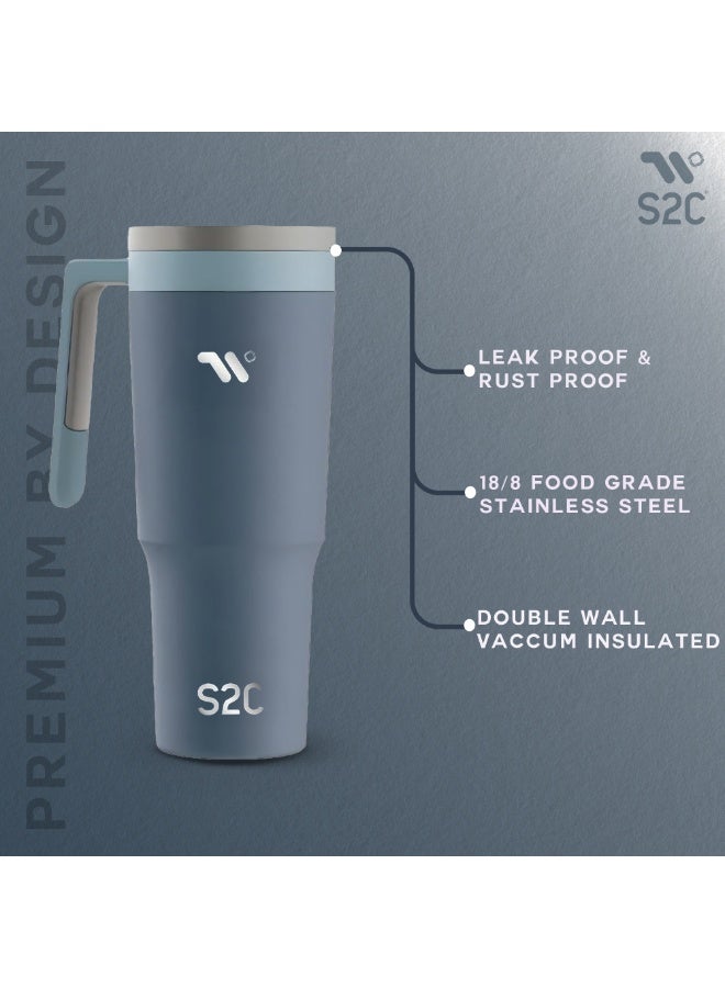 S2C Zenith 2.0 40oz Stainless Steel Tumbler Cup - Insulated for Hot & Cold Drinks, Leak-Proof with Straw & Handle, Ideal for Travel & Office - Image 3