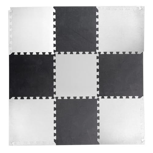 EASY HOME Gym Mats for Floor for Home and Living Room, Interlocking Rubber Floor Gym Mat for Workout at Home, Super Absorbent EVA Foam Workout Mat- 60x60cm - 12mm, Black & Grey (4 Tiles - 16Sqft) - Image 5