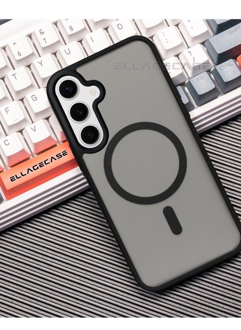 ELLAGECASE - Black Stylish Case for Samsung Galaxy S23 FE, Solid Camera Protection, Shockproof, Enhanced Protection, Compatible with MagSafe and Wireless Charging - Image 1