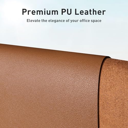 Aothia Leather Desk Pad Protector, Mouse Pad, Office Desk Mat, Non-Slip PU Leather Desk Blotter, Laptop Desk Pad, Waterproof Desk Writing Pad for Office and Home (Brown,23.6" x 13.7") - Image 2