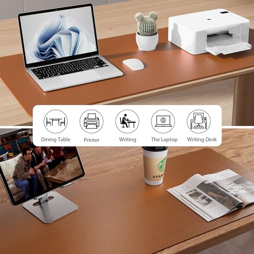 Aothia Leather Desk Pad Protector, Mouse Pad, Office Desk Mat, Non-Slip PU Leather Desk Blotter, Laptop Desk Pad, Waterproof Desk Writing Pad for Office and Home (Brown,23.6" x 13.7") - Image 5