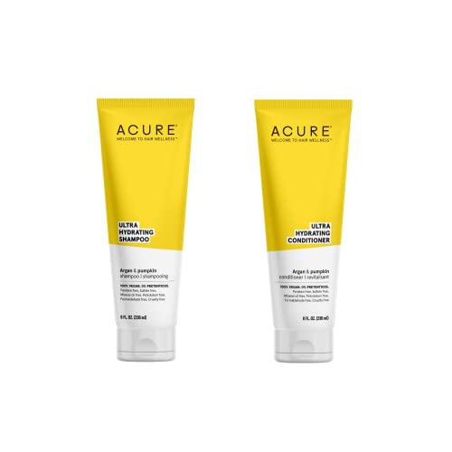 Acure شامبو مرطب فائق وبلسم ثنائي 100% نباتي مع زيت الأركان والقرع مرطب فائق 8 أونصة عبوة من 2