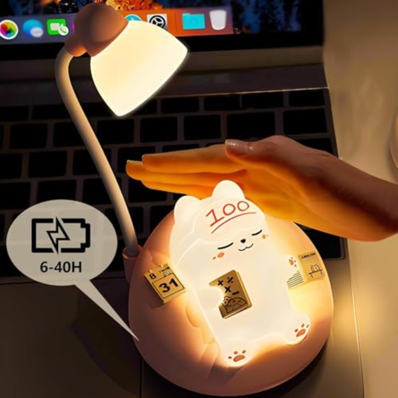 Bukela Table Lamp, Led Touch Bedside Table Lamp with Dimming Function, Cute Night Light for Bedroom with Unique Cartoon Look, Suitable for Bedroom Cute Home Desk Decoration Pink - Image 4