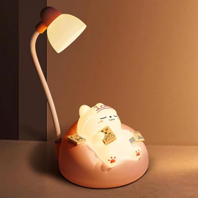 Bukela Table Lamp, Led Touch Bedside Table Lamp with Dimming Function, Cute Night Light for Bedroom with Unique Cartoon Look, Suitable for Bedroom Cute Home Desk Decoration Pink - Image 1