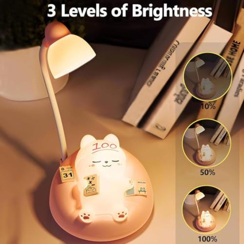 Bukela Table Lamp, Led Touch Bedside Table Lamp with Dimming Function, Cute Night Light for Bedroom with Unique Cartoon Look, Suitable for Bedroom Cute Home Desk Decoration Pink - Image 2