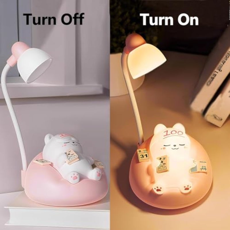 Bukela Table Lamp, Led Touch Bedside Table Lamp with Dimming Function, Cute Night Light for Bedroom with Unique Cartoon Look, Suitable for Bedroom Cute Home Desk Decoration Pink - Image 5