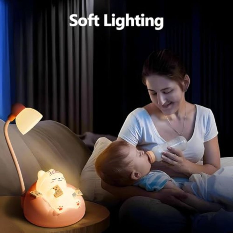 Bukela Table Lamp, Led Touch Bedside Table Lamp with Dimming Function, Cute Night Light for Bedroom with Unique Cartoon Look, Suitable for Bedroom Cute Home Desk Decoration Pink - Image 3