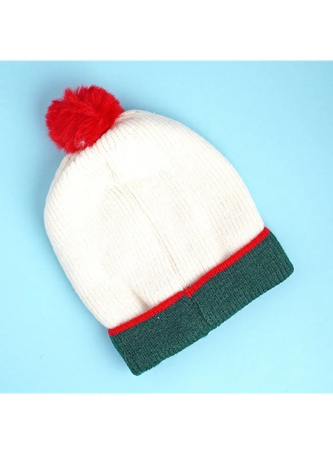 LITTLE SURPRISE BOX White Xmas Tree Christmas Themed Woolen Winter Cap Beanie For Kids