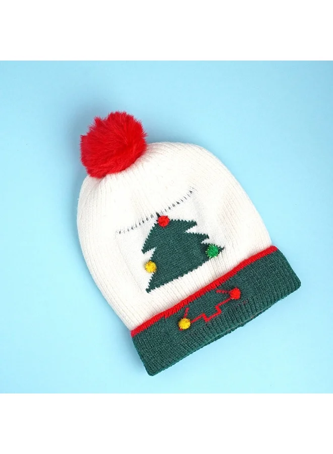 LITTLE SURPRISE BOX White Xmas Tree Christmas Themed Woolen Winter Cap Beanie For Kids