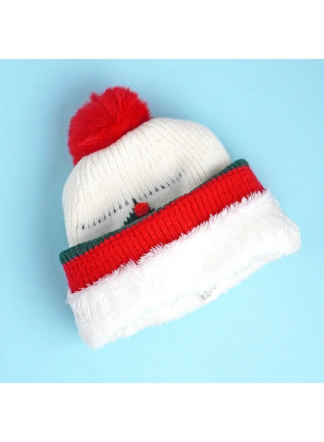 LITTLE SURPRISE BOX White Xmas Tree Christmas Themed Woolen Winter Cap Beanie For Kids