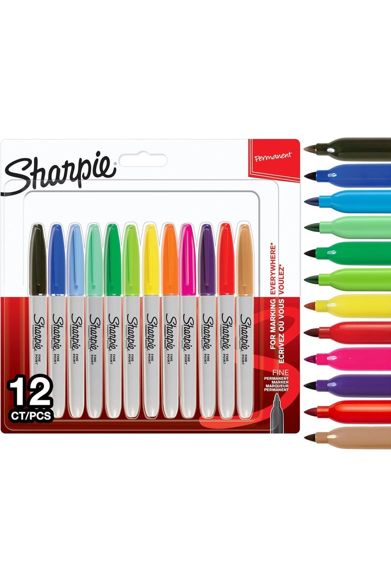 Sharpie Markers بنقطة دقيقة، 12 عبوة بألوان باستيل، متعددة الألوان - Image 1