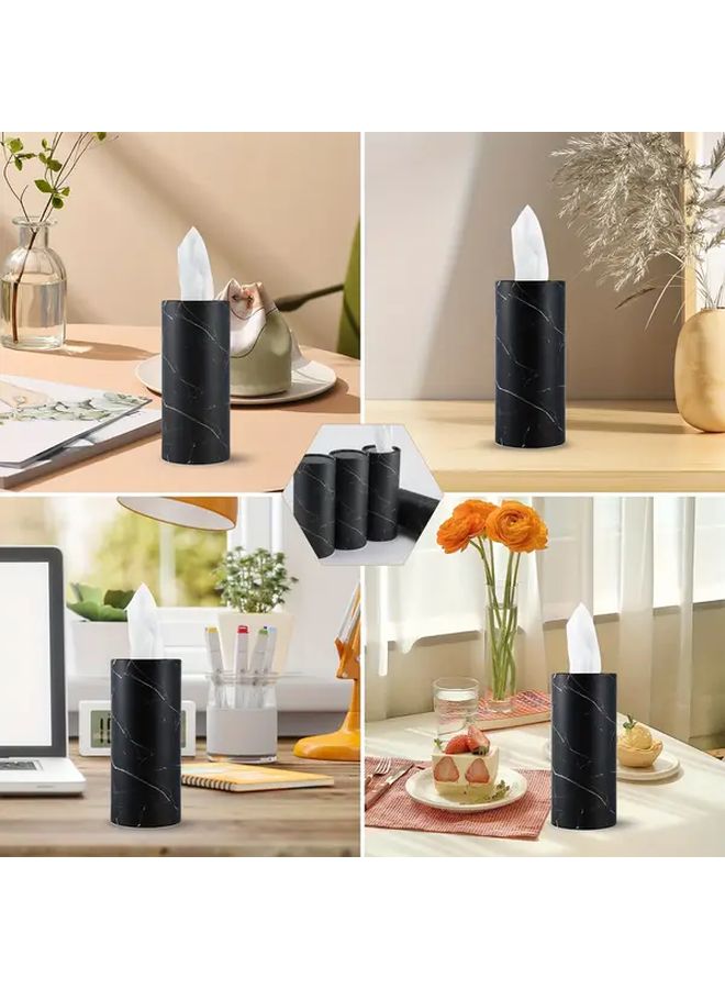 6 قطع أسود حامل كوب للسيارة صندوق مناديل تصميم دائري للاستخدام في الحمام - Image 5