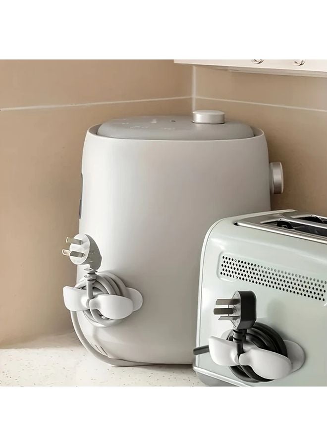 White Kitchen Cord Winder Easy Install No Punch Plug Holder Cable Management - Image 2