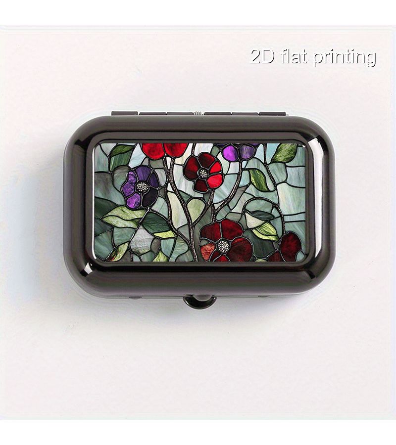 Colorful Flowers Pattern Square Metal Pocket Ashtray Gifts For Valentines Father Mothers Day - Image 3