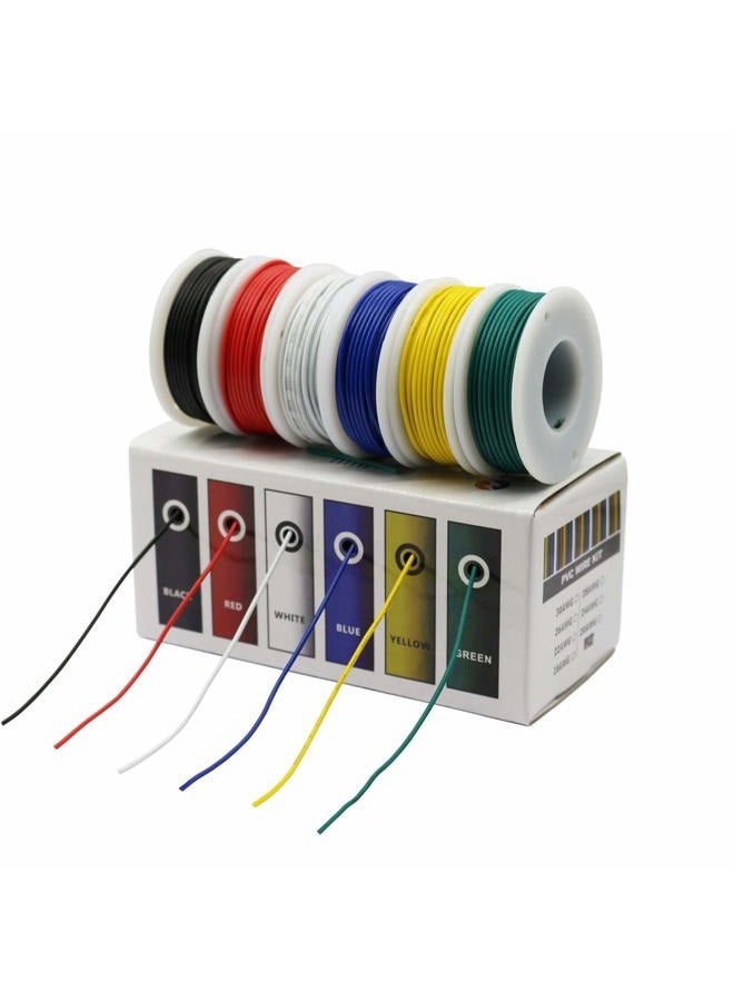 CBAZY Hook up Wire Kit (Stranded Wire Kit) 18 Gauge 6 colors 16.4 feet Each Electrical Wire 18 AWG - Image 1