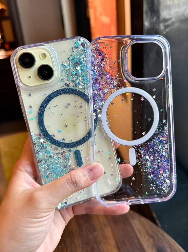 Mobistyle Glitter Cover Case for iPhone 13 | 6.1-Inch Compatible with MagSafe, Shiny Cute Bling Sparkle for Women and Girls Phone Cover iPhone 13 (Blue) - Image 2