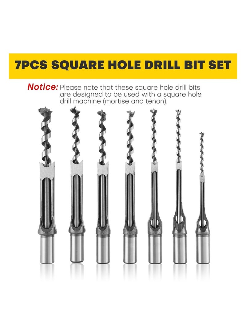 Excefore Square Hole Drill Bit Set 7 Pack High-Speed Steel Woodworking Mortise Chisel Bits 1/4” 5/16“ 3/8" 1/2" 9/16" 5/8" 3/4" for Precise Square Hole Drilling - Image 5