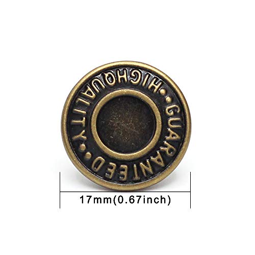 Enosea 17mm Brass Jean Button Replacement, Enosea No Sew Tack Buttons 12 Set - Image 3
