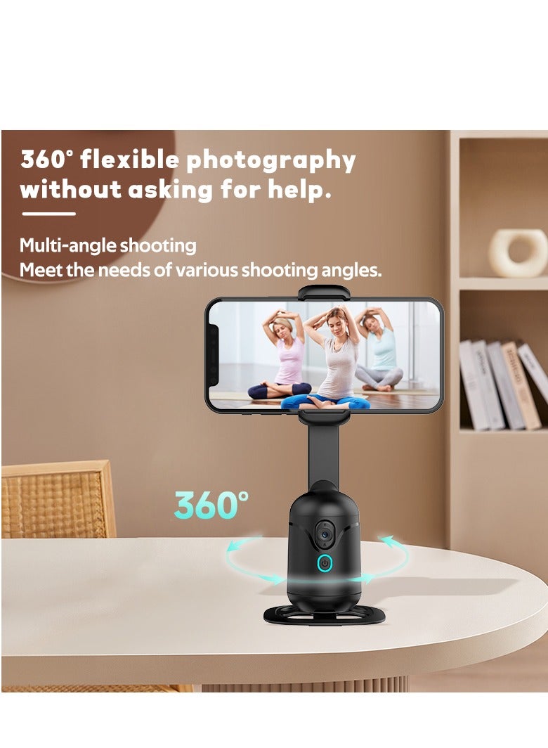 GULFLINK Auto Face Tracking Tabletop Tripod Mount, 360 Rotation Phone Camera Mount Stabalizer, Tripod for mobile, Battery Operated Smart Shooting Selfie Phone Holder for Live Vlog Tutorial - Black - Image 2