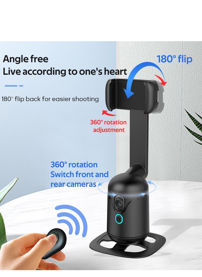 GULFLINK Auto Face Tracking Tabletop Tripod Mount, 360 Rotation Phone Camera Mount Stabalizer, Tripod for mobile, Battery Operated Smart Shooting Selfie Phone Holder for Live Vlog Tutorial - Black - Image 3
