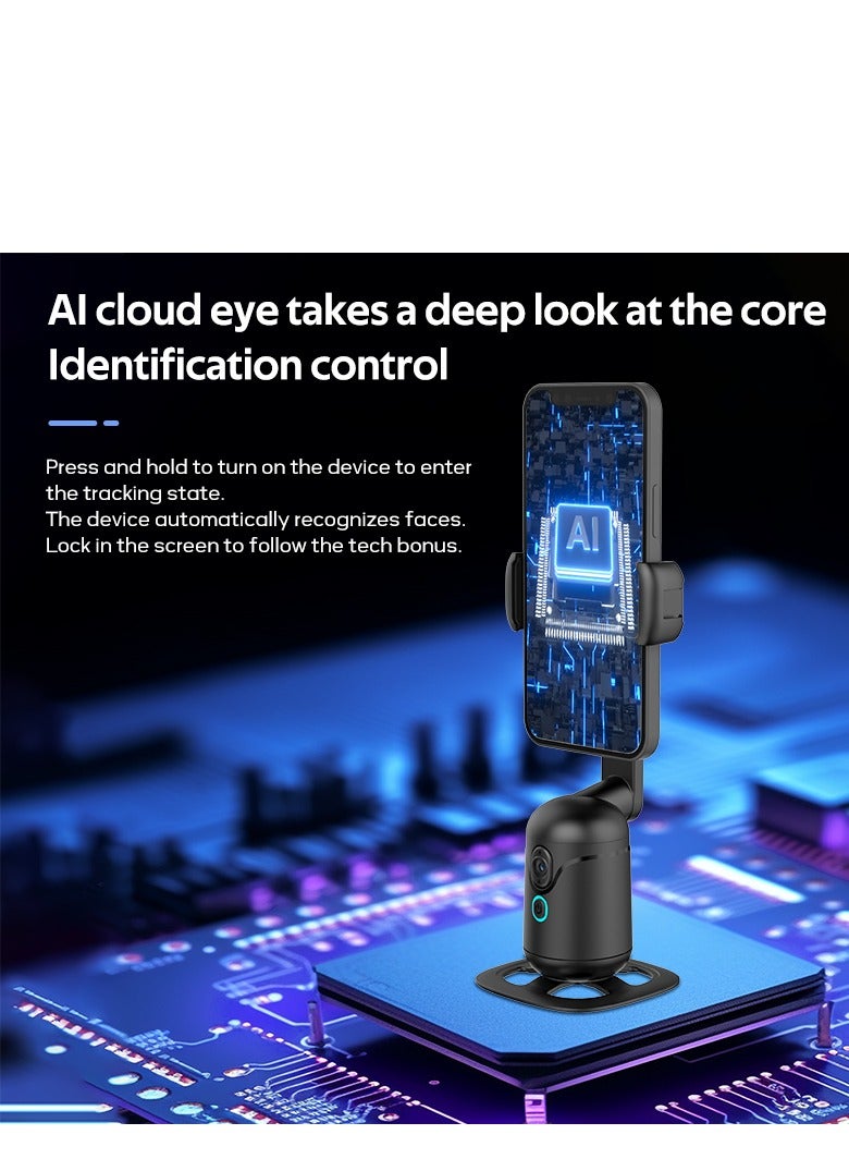 GULFLINK Auto Face Tracking Tabletop Tripod Mount, 360 Rotation Phone Camera Mount Stabalizer, Tripod for mobile, Battery Operated Smart Shooting Selfie Phone Holder for Live Vlog Tutorial - Black - Image 5