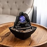 Pure Garden Pure Garden 50-LG5068 Tabletop Water Fountain-Rock Formation Waterfall with Rolling Glass Ball, Multi-Colored LED  - Image 1