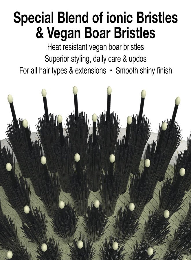 Olivia Garden NewCycle Round Vegan Boar and Ionic bristles Cushion Hair Brush and made from 100% recycled material (except bristles and cushion) - Image 4