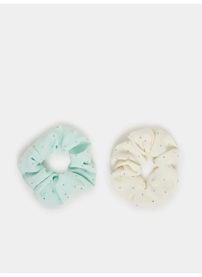 Styli Styli Set of 2 - Embellished Hair Scrunchie