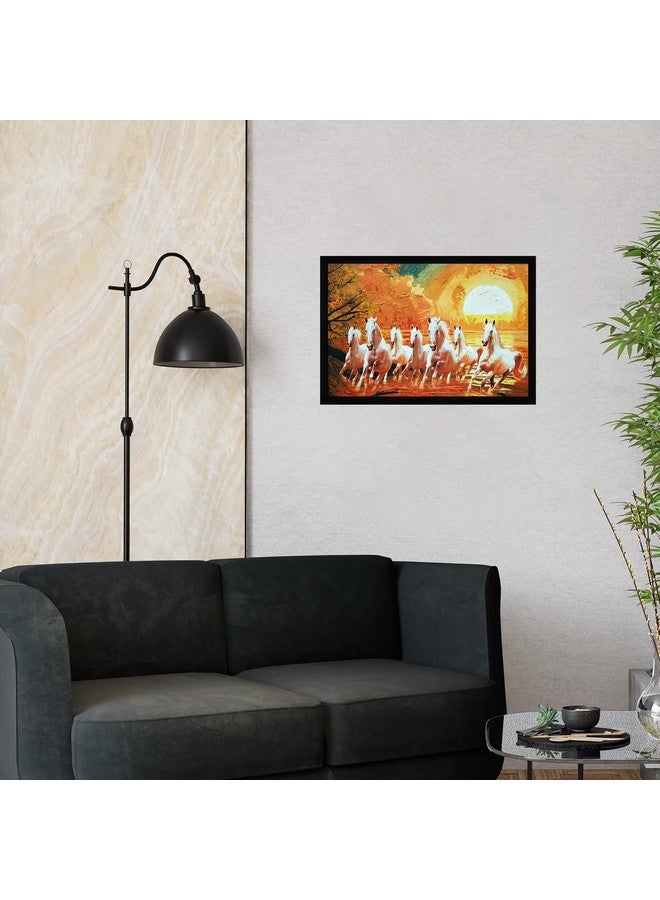 Indianara Vastu Runing Seven Horses Painting With Frame 13 Inches X 10 Inches (Style 10) - Image 3