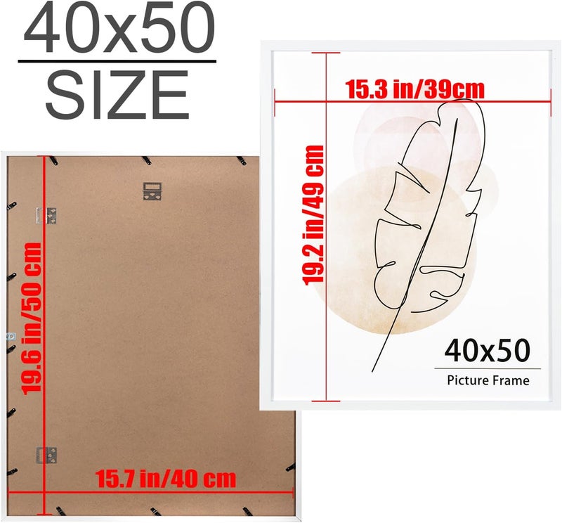 KAIWIN إطار صور مقاس 40X50 أبيض مجموعة من 2، إطار ملصق خشبي، إطارات صور 40x50 للتعليق على الحائط للعرض في المنزل، المكتب، المعرض، العطلات مع الصور، الملصقات، الألغاز - Image 4